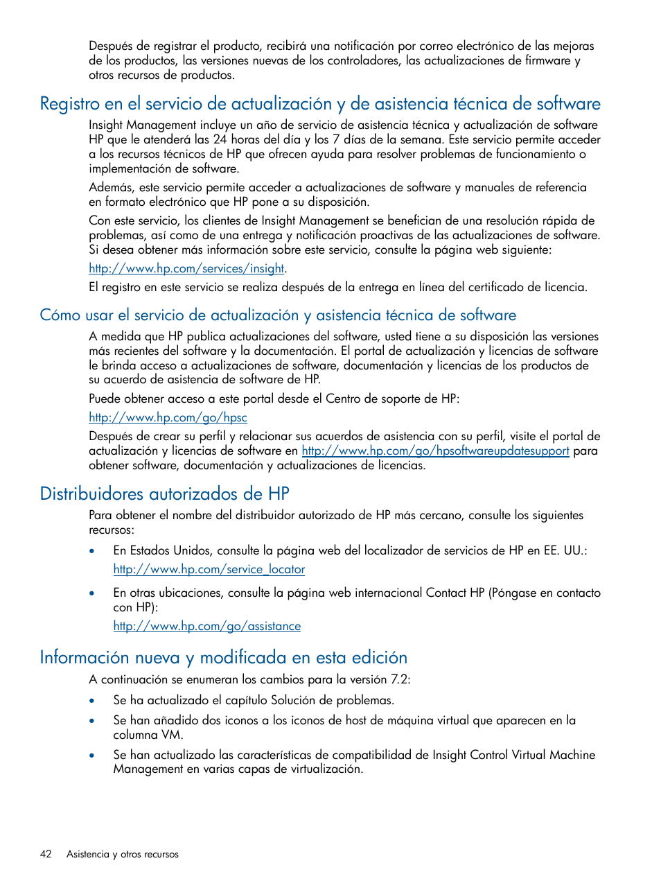 Distribuidores autorizados de hp, Información nueva y modificada en esta edición | HP Software HP Insight Control para Linux User Manual | Page 42 / 64