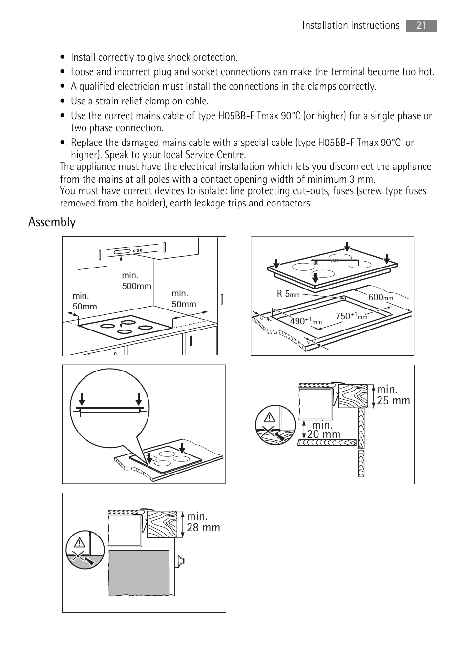 Assembly | AEG HK854080XB User Manual | Page 21 / 76