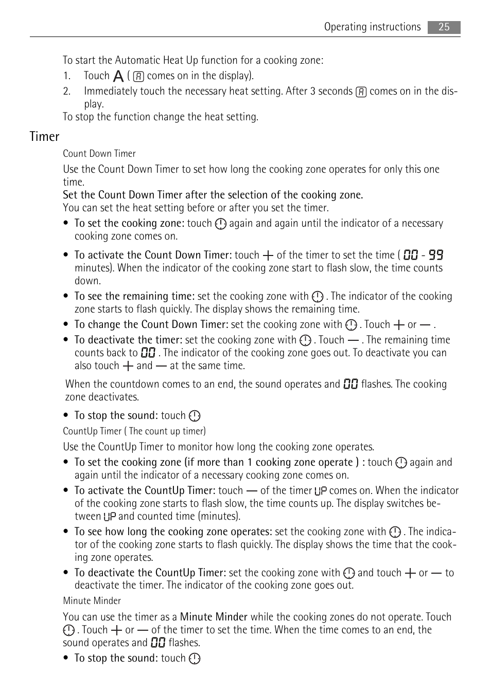 Timer | AEG HK854080XB User Manual | Page 25 / 76