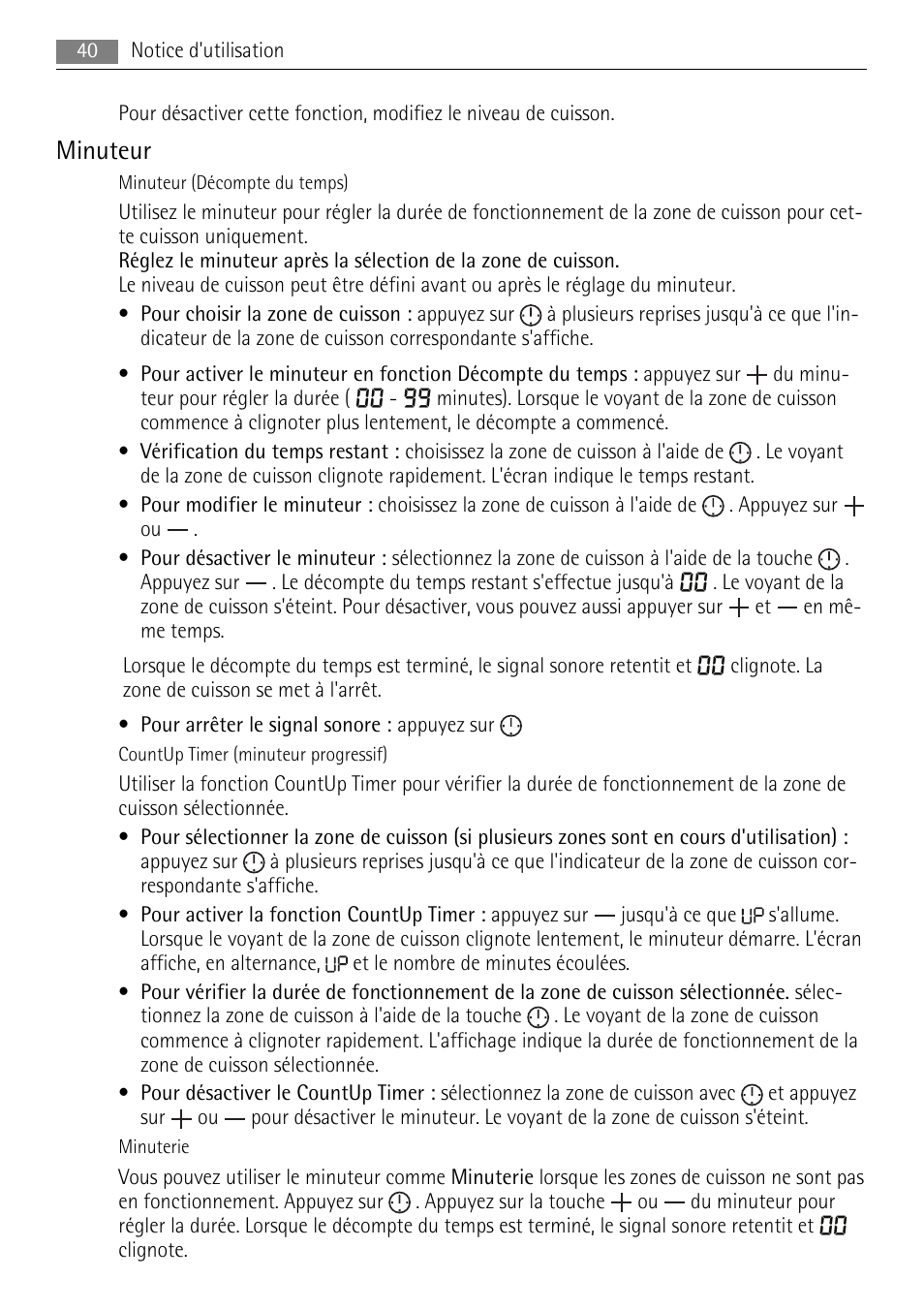 Minuteur | AEG HK854080XB User Manual | Page 40 / 76