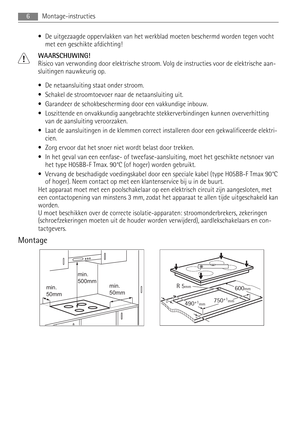 Montage | AEG HK854080XB User Manual | Page 6 / 76