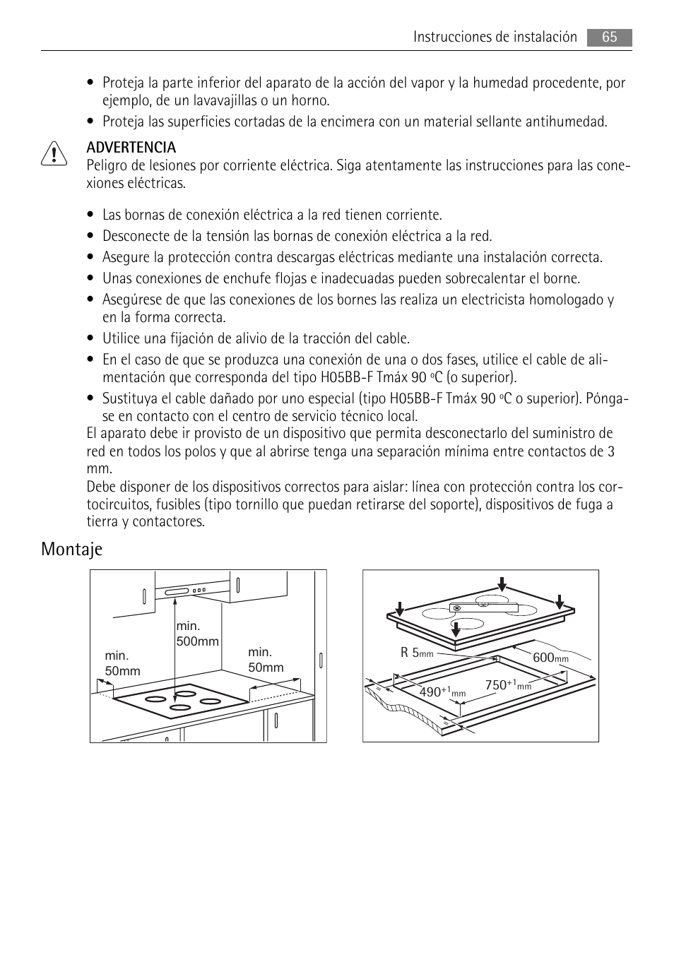 Montaje | AEG HK854080XB User Manual | Page 65 / 76