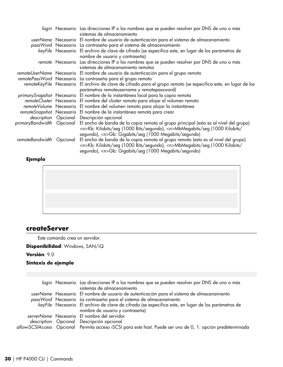 Createserver | HP Software de dispositivo HP LeftHand P4000 Virtual SAN User Manual | Page 30 / 85