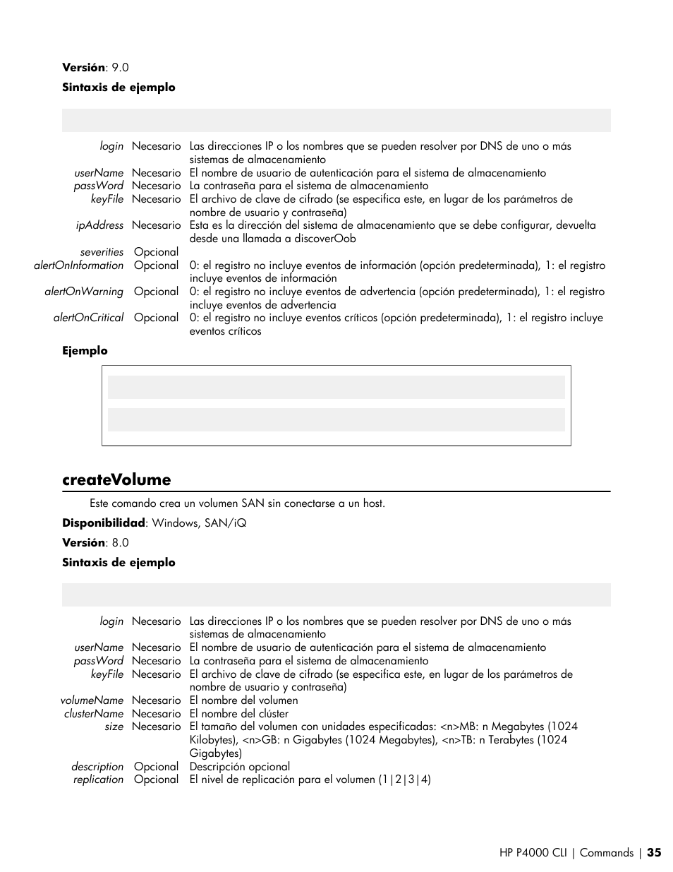 Createvolume | HP Software de dispositivo HP LeftHand P4000 Virtual SAN User Manual | Page 35 / 85