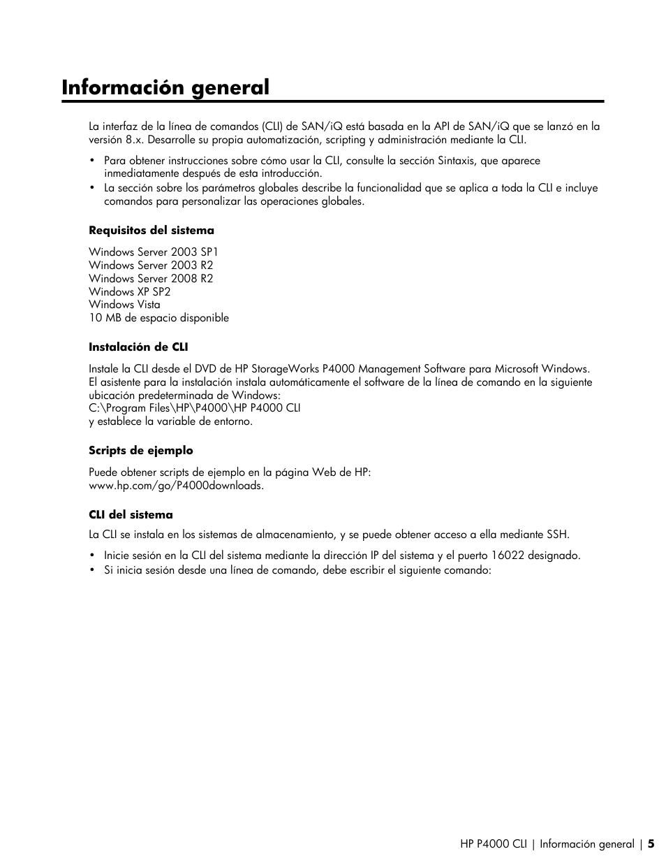 Información general | HP Software de dispositivo HP LeftHand P4000 Virtual SAN User Manual | Page 5 / 85