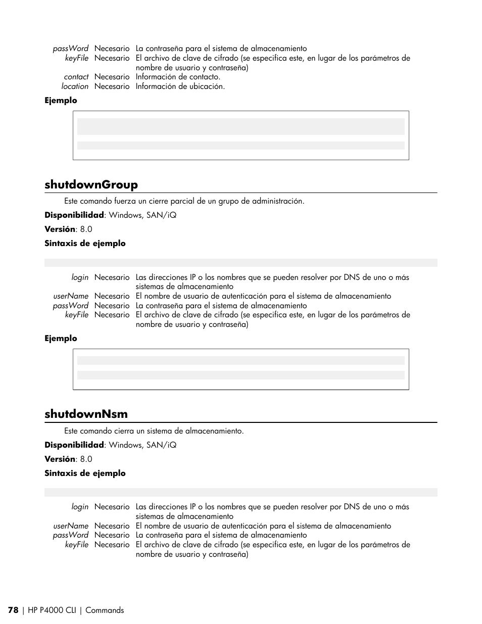 Shutdowngroup, Shutdownnsm | HP Software de dispositivo HP LeftHand P4000 Virtual SAN User Manual | Page 78 / 85