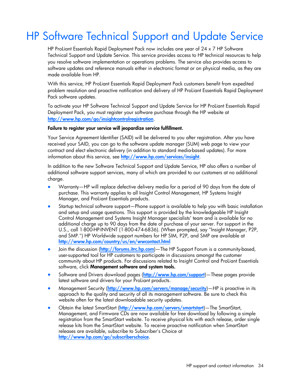 Hp software technical support and update service | HP Integrity rx4640 Server User Manual | Page 34 / 37