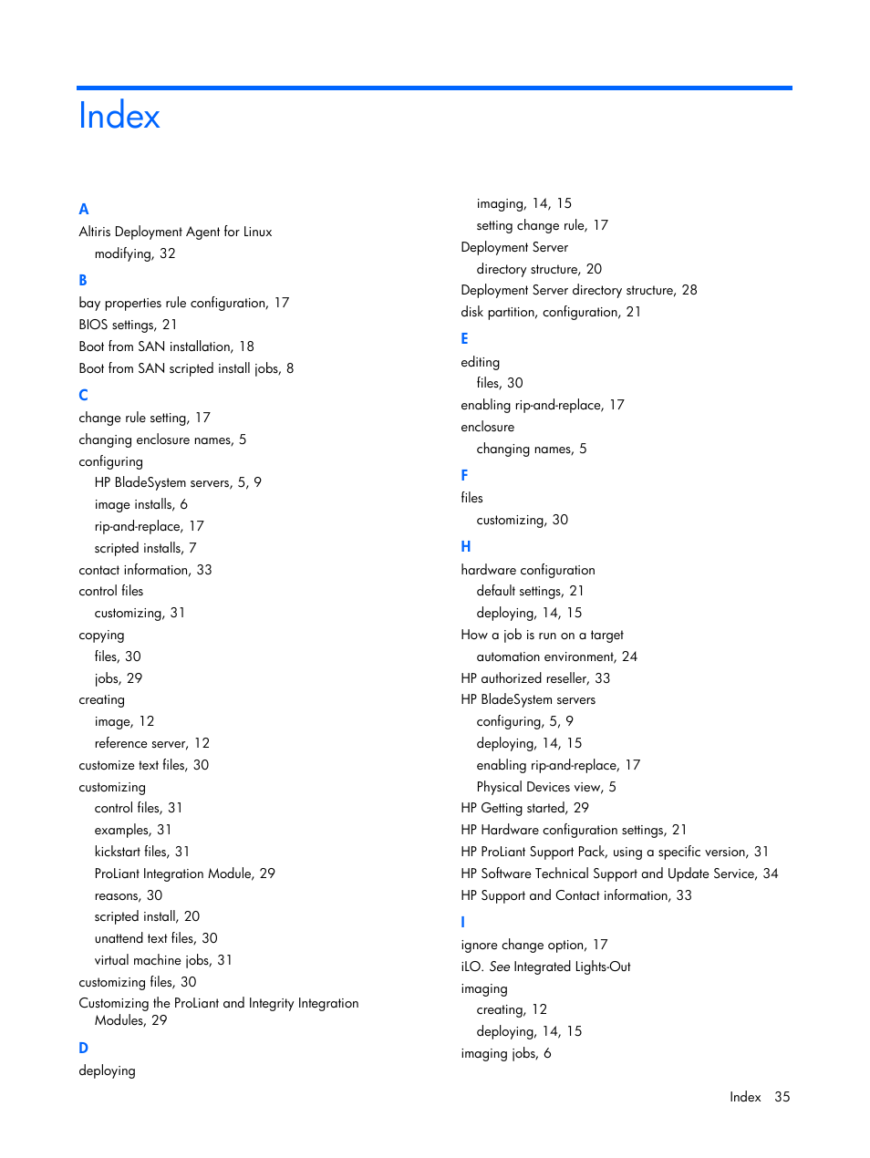 Index | HP Integrity rx4640 Server User Manual | Page 35 / 37