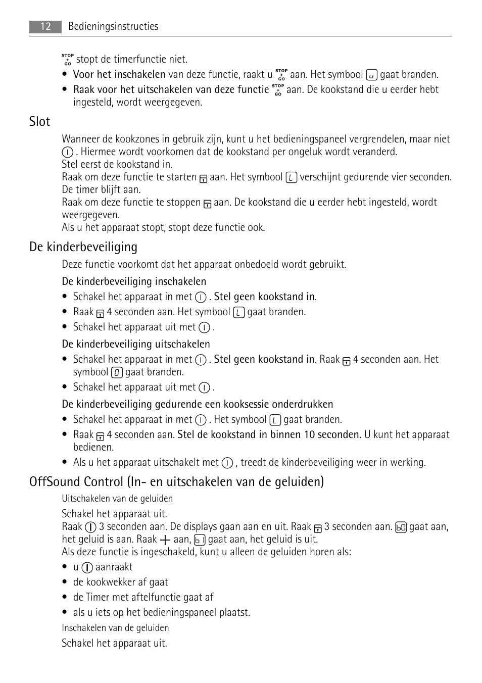 Slot, De kinderbeveiliging | AEG HK654070XB User Manual | Page 12 / 76