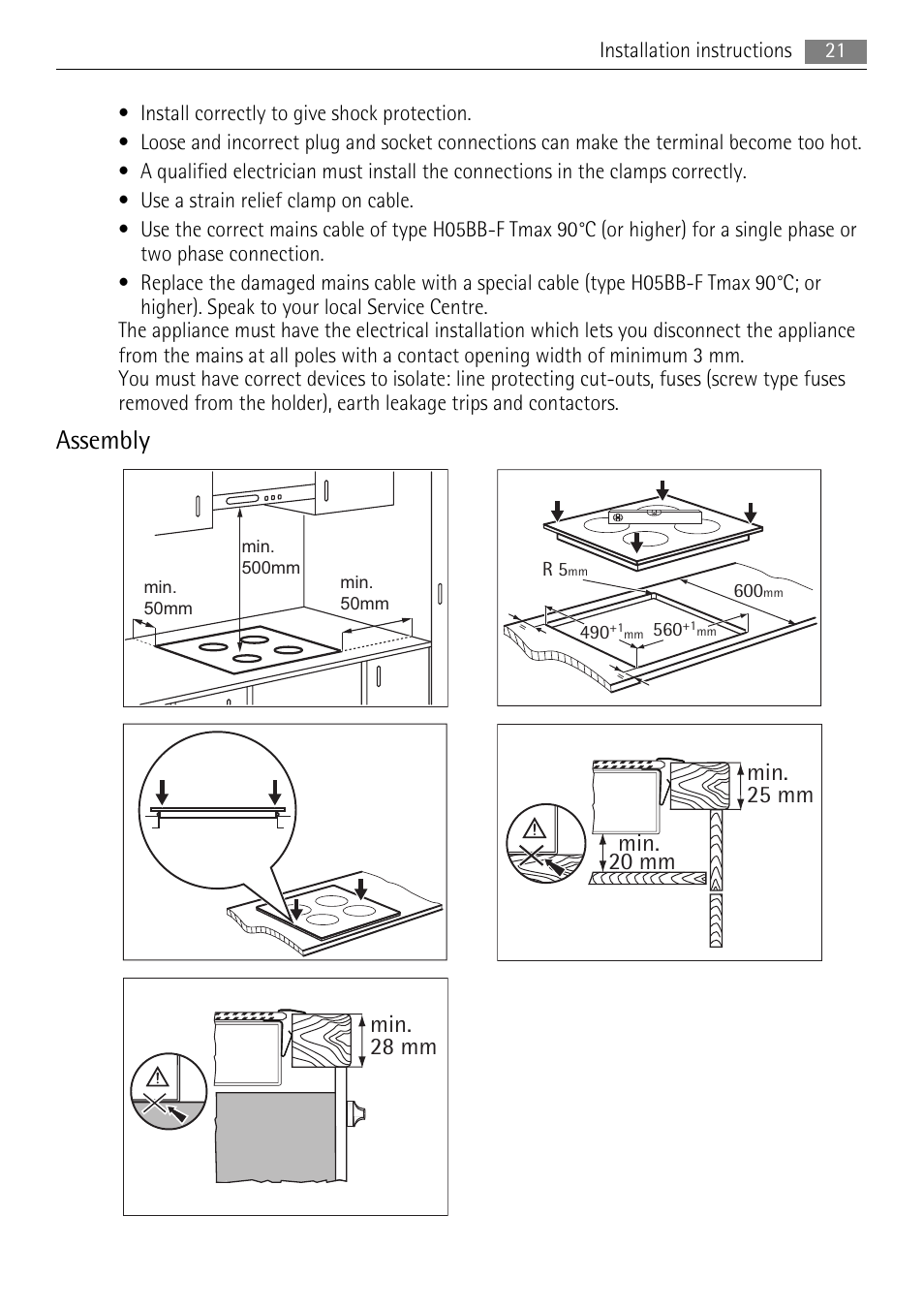 Assembly | AEG HK654070XB User Manual | Page 21 / 76