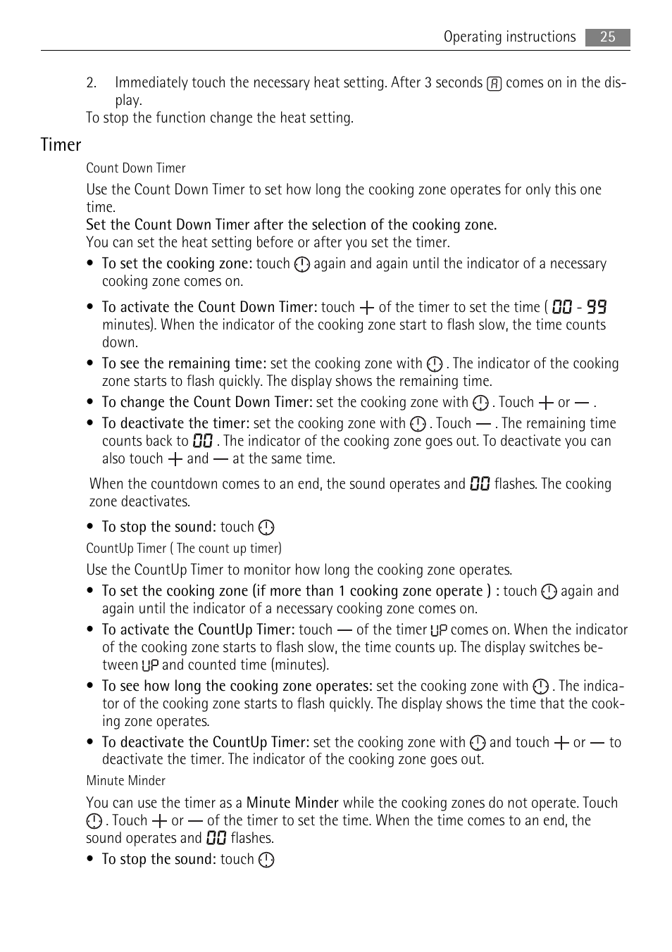 Timer | AEG HK654070XB User Manual | Page 25 / 76