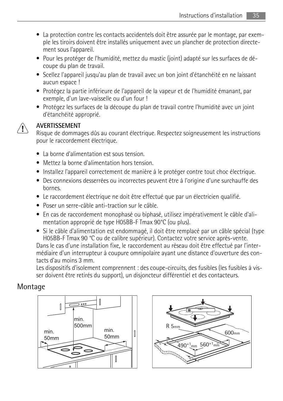 Montage | AEG HK654070XB User Manual | Page 35 / 76