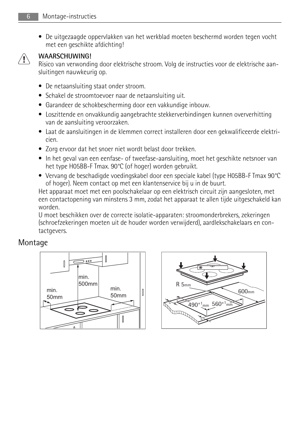 Montage | AEG HK654070XB User Manual | Page 6 / 76