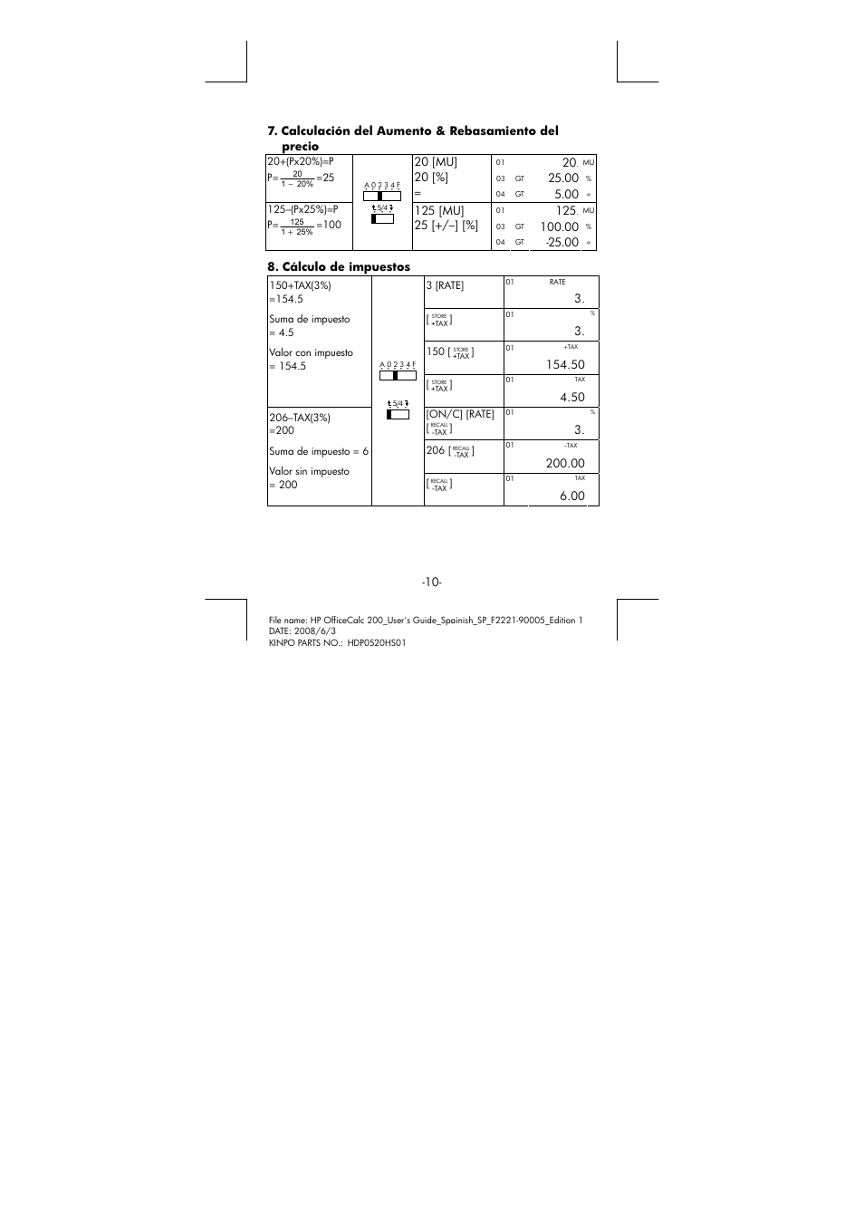 HP OfficeCalc 200 User Manual | Page 11 / 19