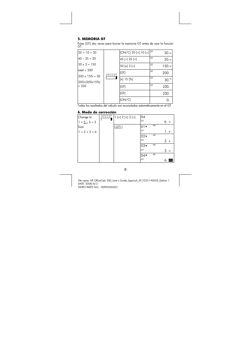 HP OfficeCalc 200 User Manual | Page 9 / 19