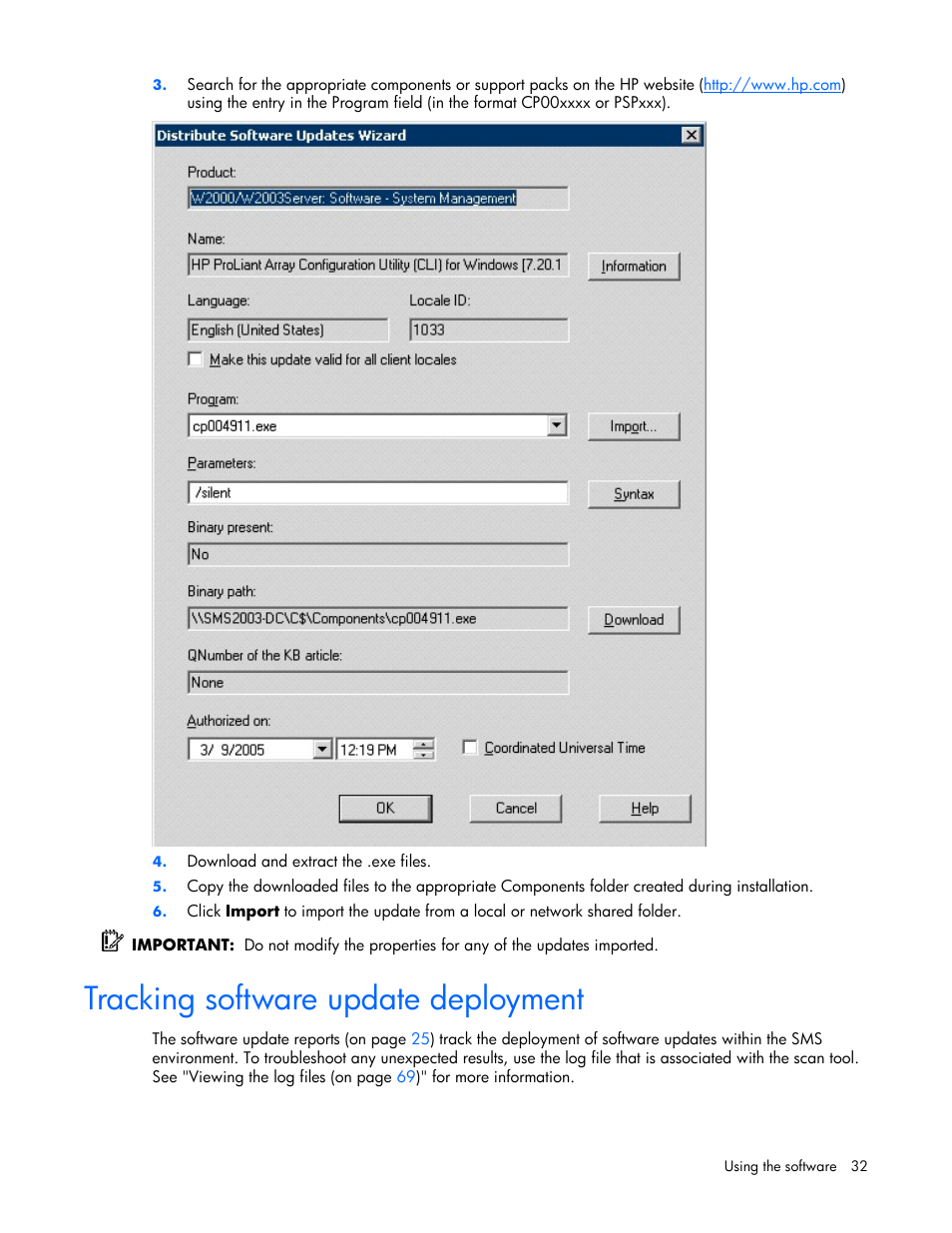 Tracking software update deployment | HP Integrity rx4640 Server User Manual | Page 32 / 77
