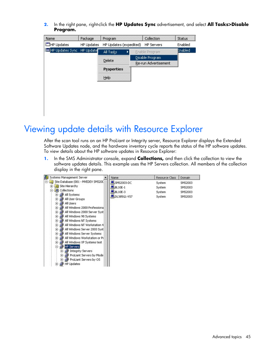 Viewing update details with resource explorer | HP Integrity rx4640 Server User Manual | Page 45 / 77