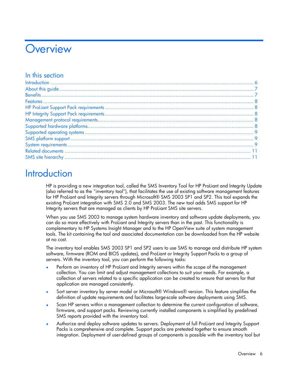 Overview, Introduction | HP Integrity rx4640 Server User Manual | Page 6 / 77