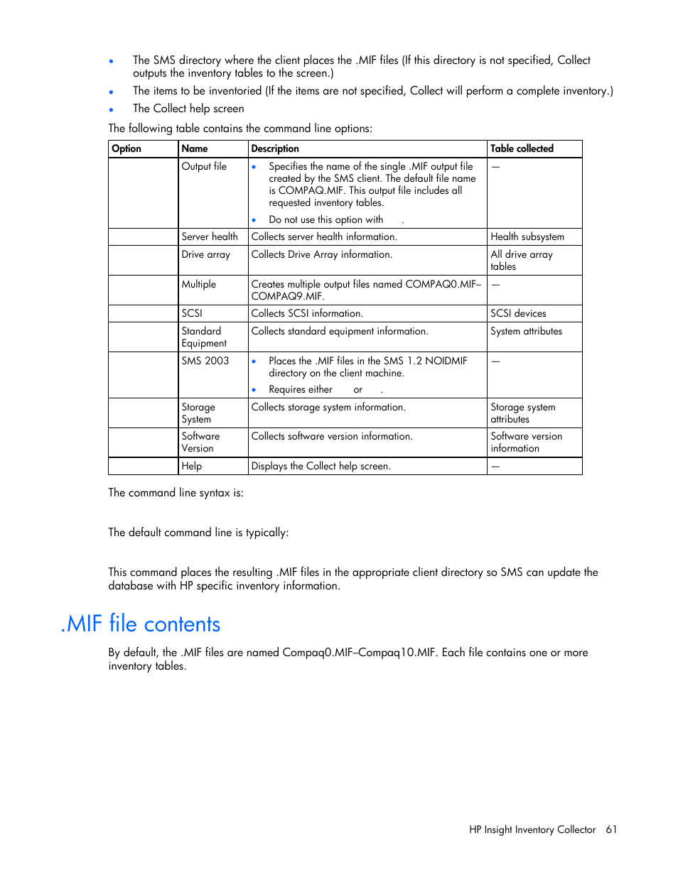 Mif file contents | HP Integrity rx4640 Server User Manual | Page 61 / 77