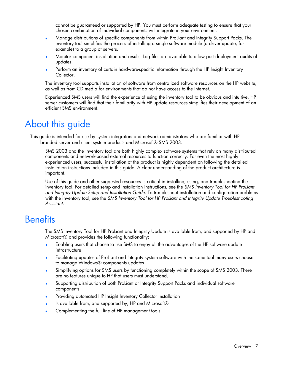 About this guide, Benefits | HP Integrity rx4640 Server User Manual | Page 7 / 77