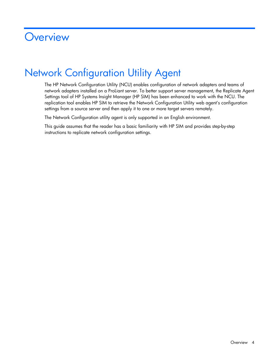 Overview, Network configuration utility agent | HP NC3131 Fast Ethernet Server Adapter User Manual | Page 4 / 11