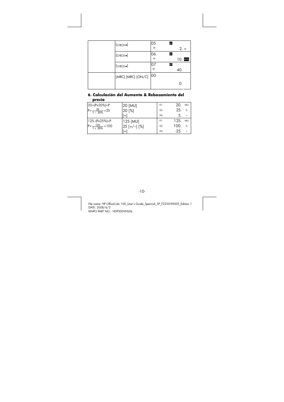 HP OfficeCalc 100 User Manual | Page 11 / 20