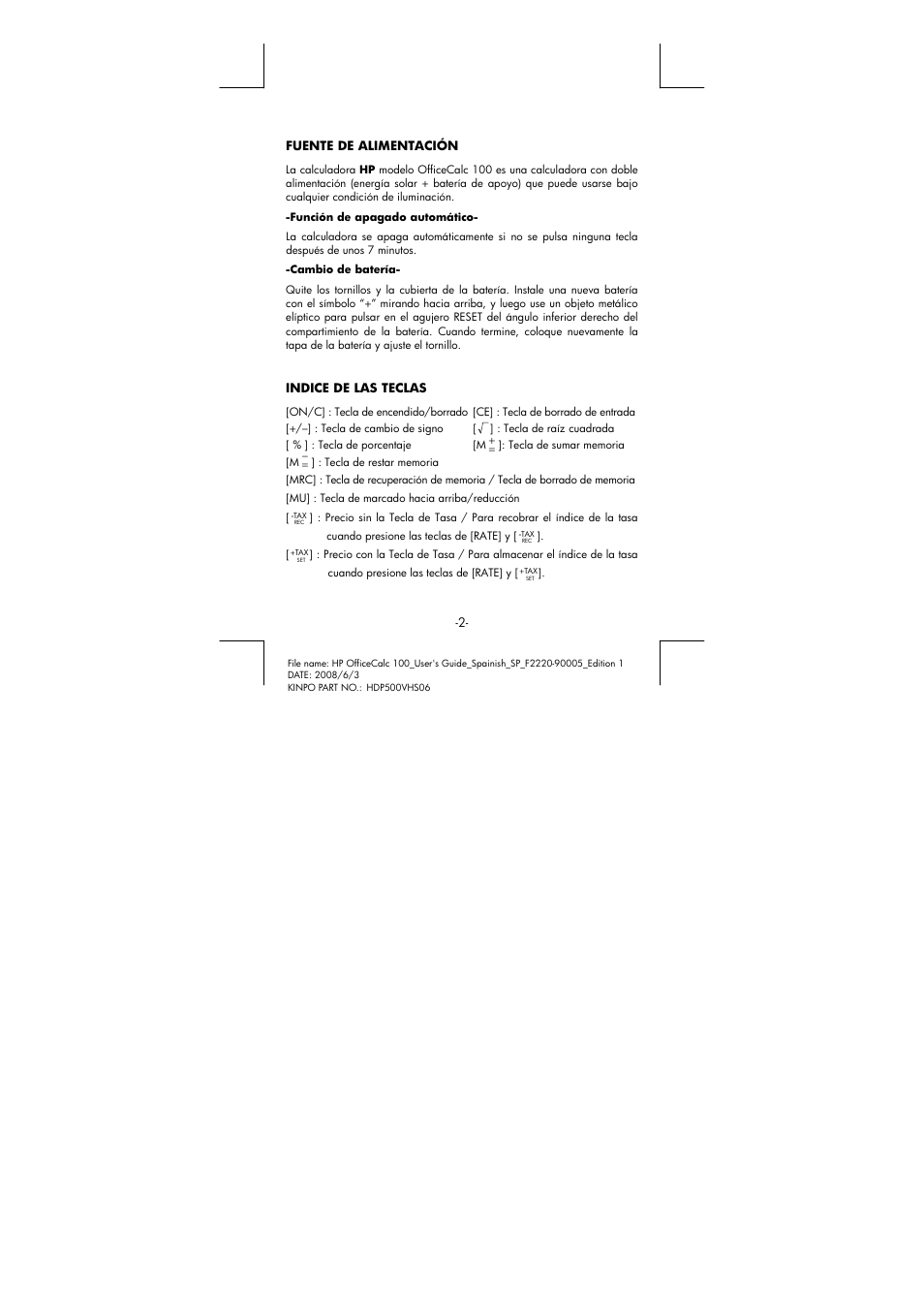 HP OfficeCalc 100 User Manual | Page 3 / 20