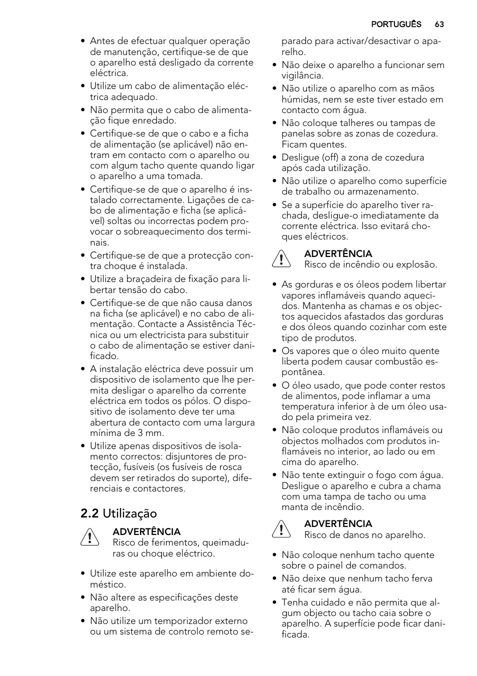 2 utilização | AEG HK654070FB User Manual | Page 63 / 76