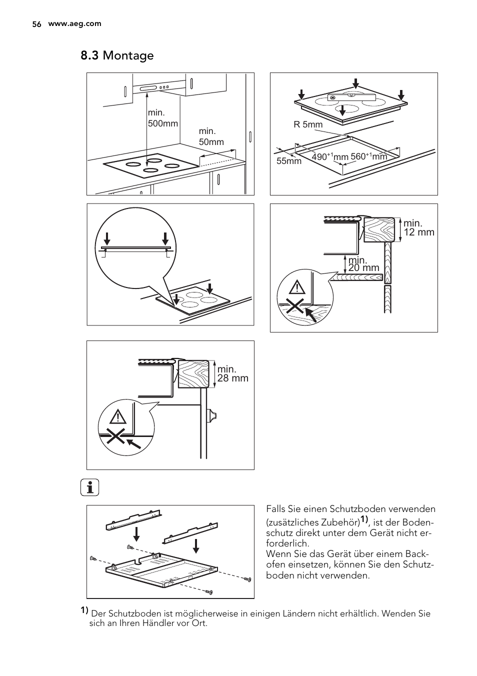 3 montage | AEG HK634060XB User Manual | Page 56 / 72