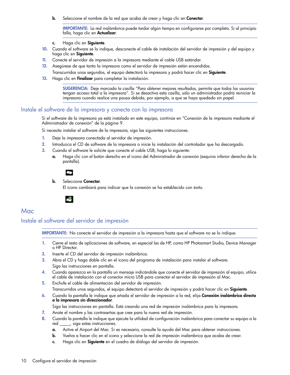 Instale el software del servidor de impresión | HP Servidor de impresión G inalámbrico HP 2101nw User Manual | Page 10 / 26