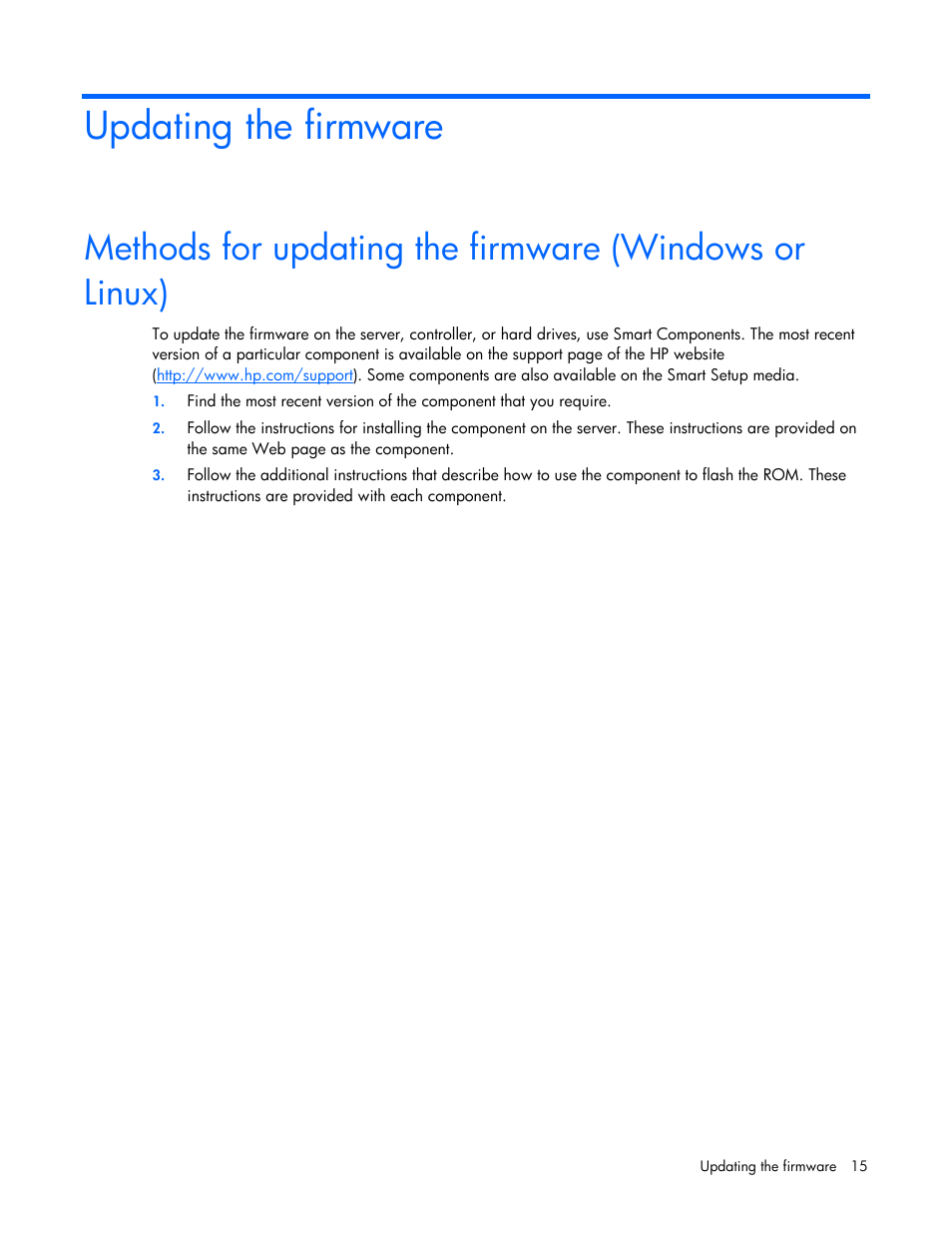 Updating the firmware, Ntroller firmware | HP Integrity rx4640 Server User Manual | Page 15 / 55