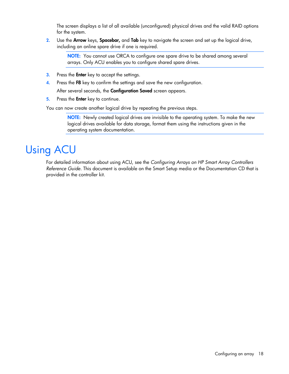 Using acu | HP Integrity rx4640 Server User Manual | Page 18 / 55