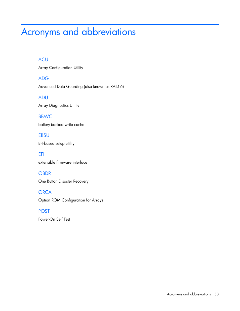 Acronyms and abbreviations | HP Integrity rx4640 Server User Manual | Page 53 / 55