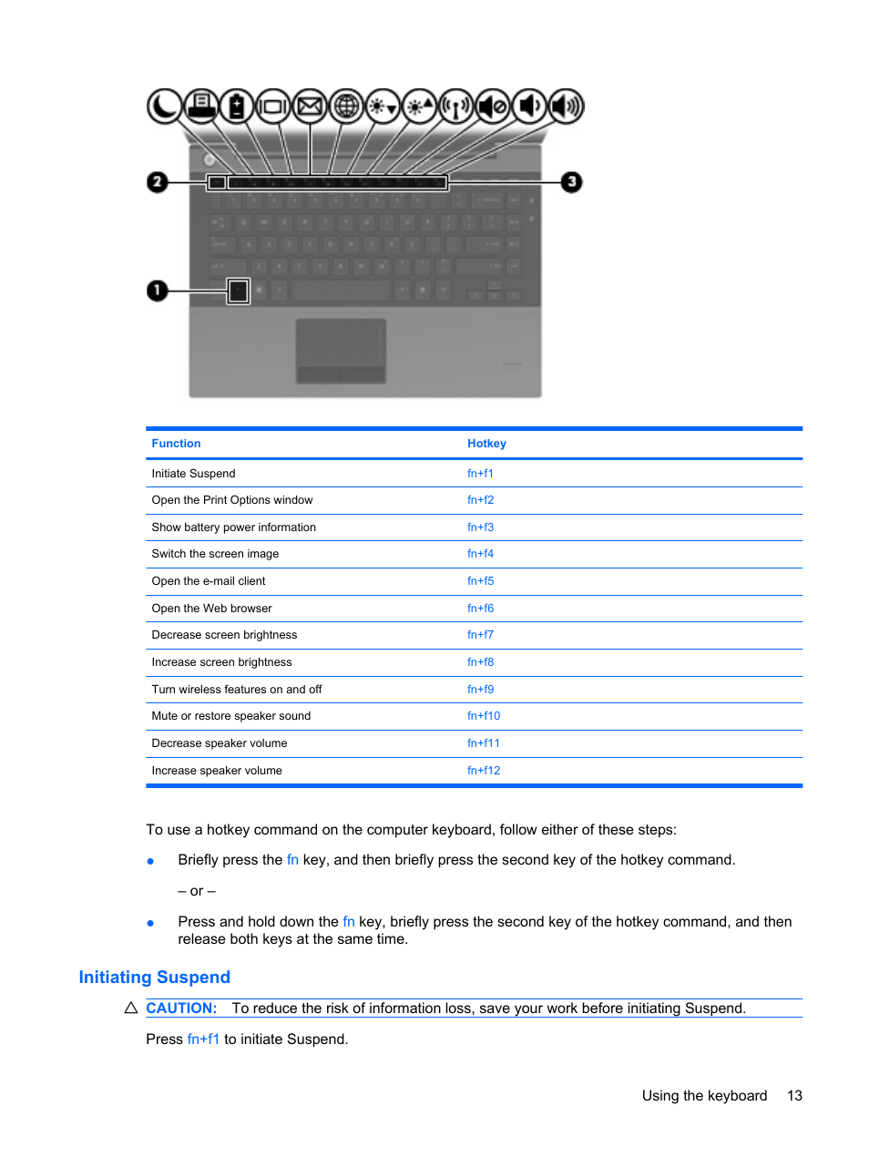 Initiating suspend | HP ProBook 5320m Notebook PC User Manual | Page 23 / 92