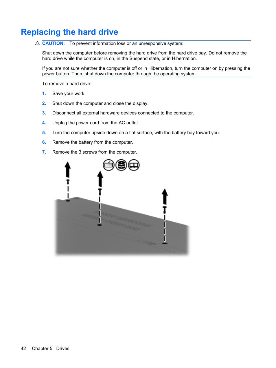 Replacing the hard drive | HP ProBook 5320m Notebook PC User Manual | Page 52 / 92