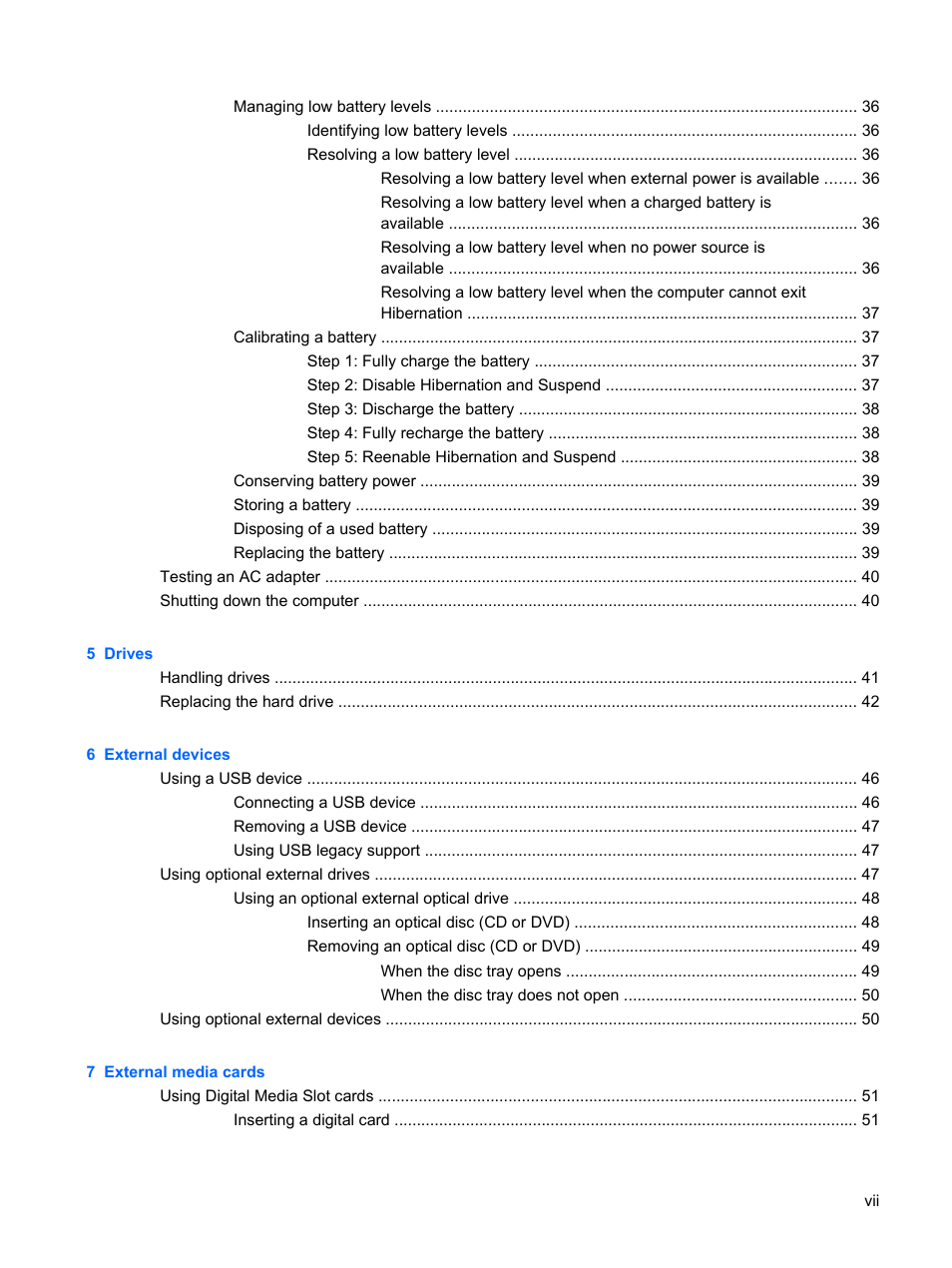 HP ProBook 5320m Notebook PC User Manual | Page 7 / 92