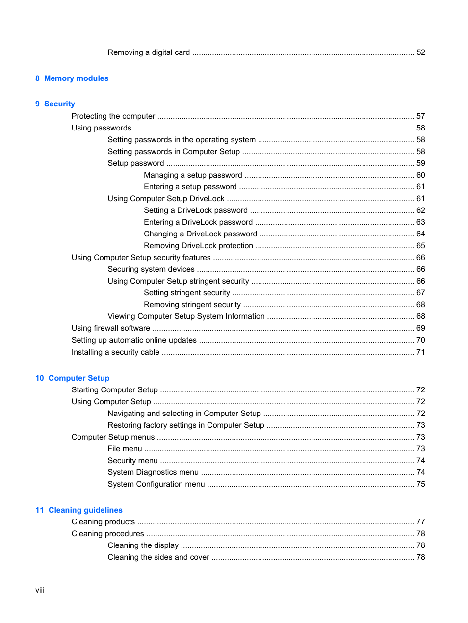 HP ProBook 5320m Notebook PC User Manual | Page 8 / 92