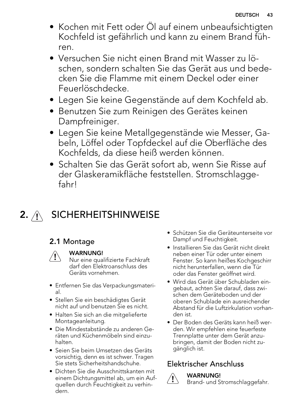 Sicherheitshinweise | AEG HE834080XB User Manual | Page 43 / 68