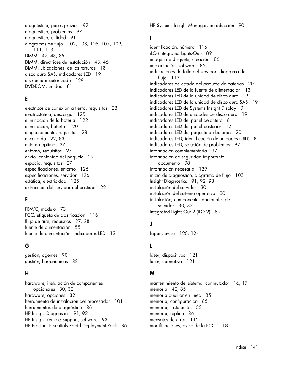 HP Servidor HP ProLiant DL980 G7 User Manual | Page 141 / 143