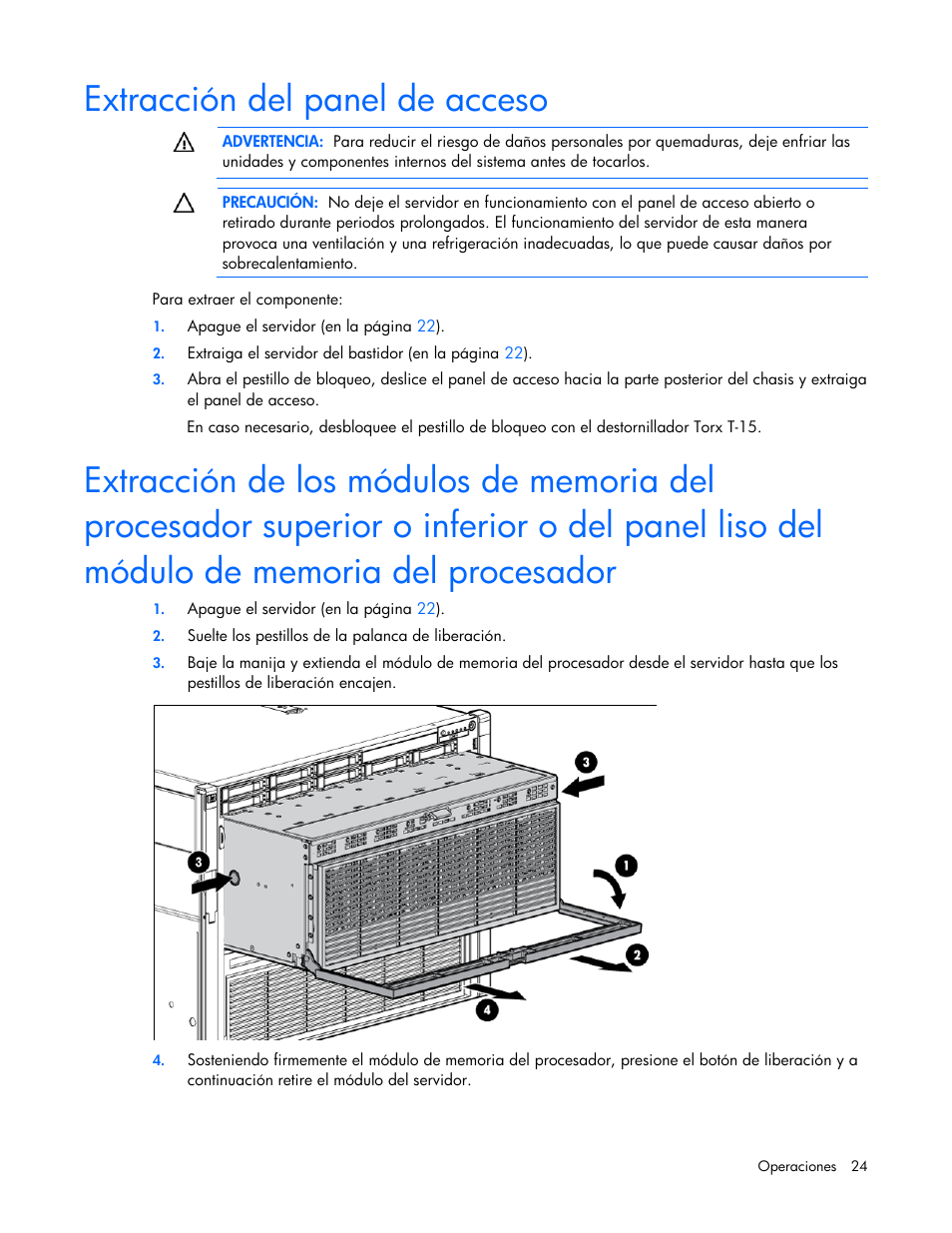 Extracción del panel de acceso | HP Servidor HP ProLiant DL980 G7 User Manual | Page 24 / 143