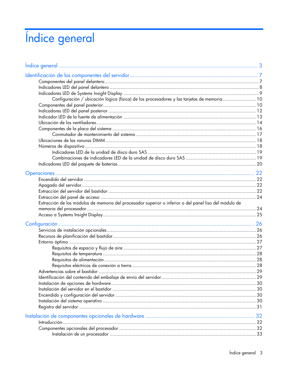 Índice general | HP Servidor HP ProLiant DL980 G7 User Manual | Page 3 / 143