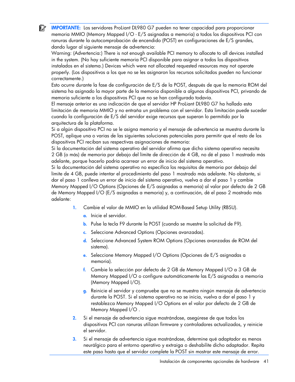 HP Servidor HP ProLiant DL980 G7 User Manual | Page 41 / 143