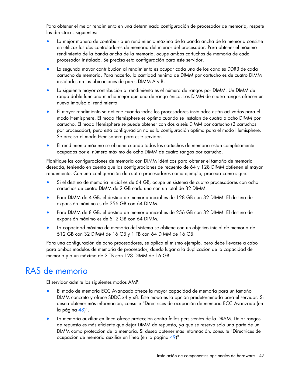 Ras de memoria | HP Servidor HP ProLiant DL980 G7 User Manual | Page 47 / 143