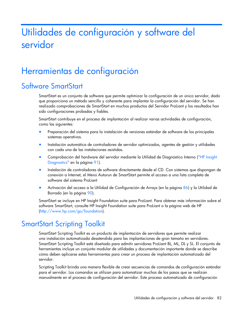 Herramientas de configuración, Software smartstart, Smartstart scripting toolkit | HP Servidor HP ProLiant DL980 G7 User Manual | Page 82 / 143