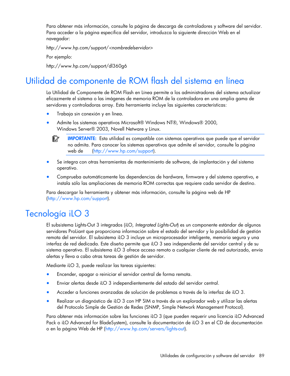 Tecnología ilo 3 | HP Servidor HP ProLiant DL980 G7 User Manual | Page 89 / 143