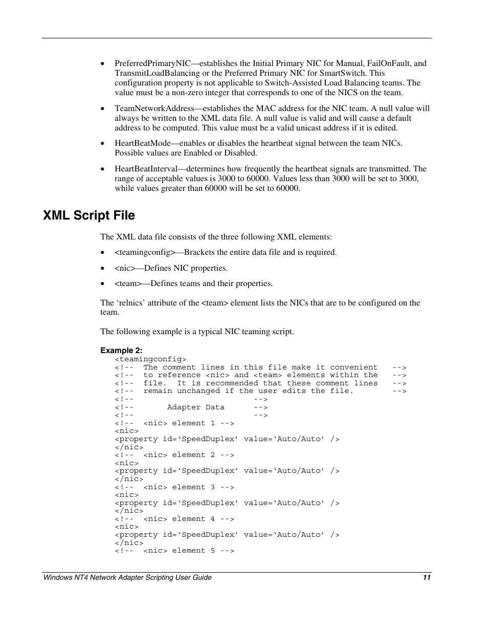 Xml script file | HP NC3131 Fast Ethernet Server Adapter User Manual | Page 10 / 12