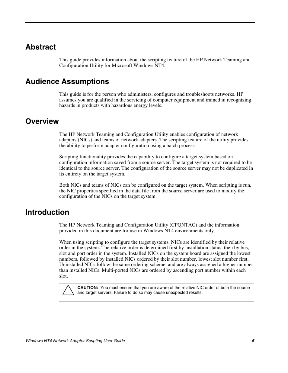 Abstract, Audience assumptions, Overview | Introduction | HP NC3131 Fast Ethernet Server Adapter User Manual | Page 4 / 12