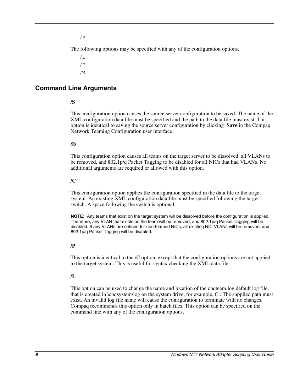 Command line arguments | HP NC3131 Fast Ethernet Server Adapter User Manual | Page 7 / 12
