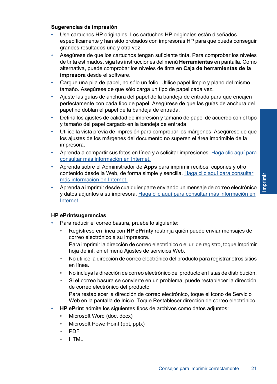 HP Impresora e-Todo-en-Uno HP Photosmart Plus - B210a User Manual | Page 23 / 70