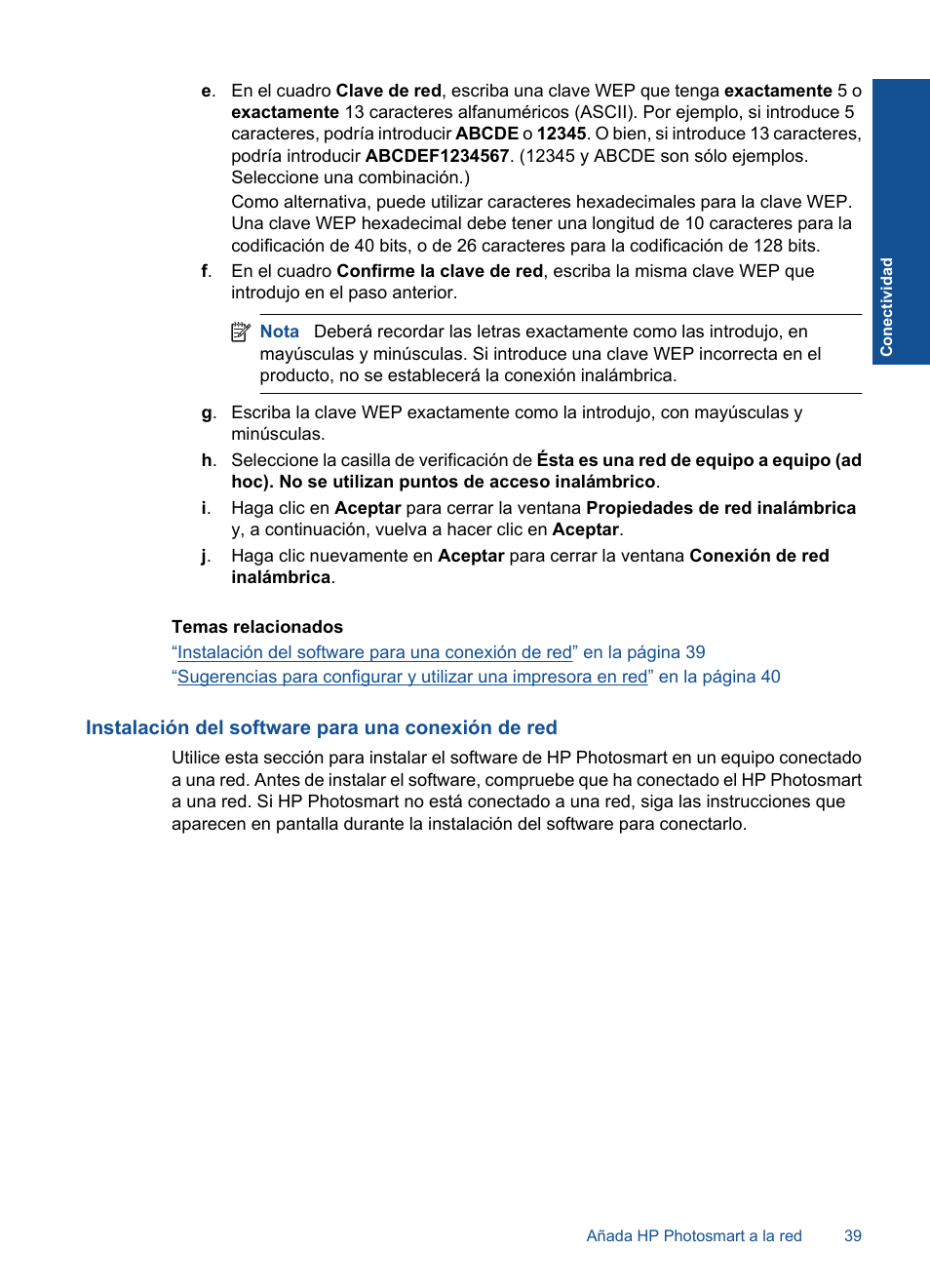 Instalación del software para una conexión de red | HP Impresora e-Todo-en-Uno HP Photosmart Plus - B210a User Manual | Page 41 / 70